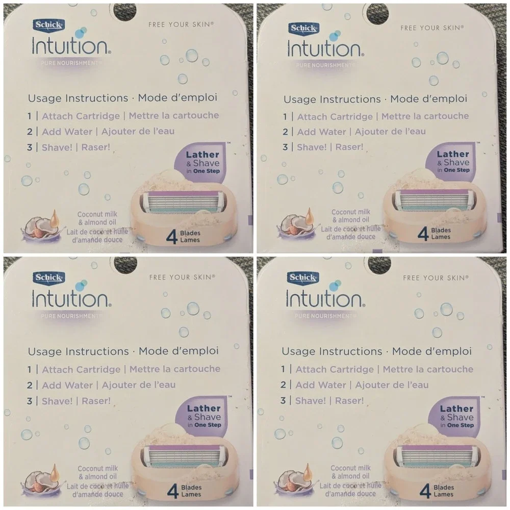 LOT OF 5 Schick Intuition Pure Nourishment Razor Refills 3 Count Coconut Almond